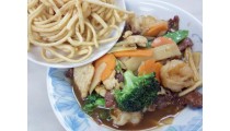 Triple Delicacy Pan Fried Noodles (Canton style)